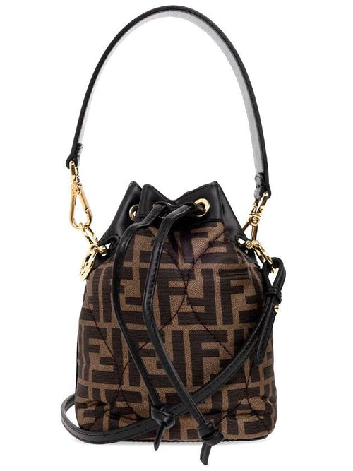 Fendi Mon Tresor Quilted FF Silk Mini Bucket Bag Brown