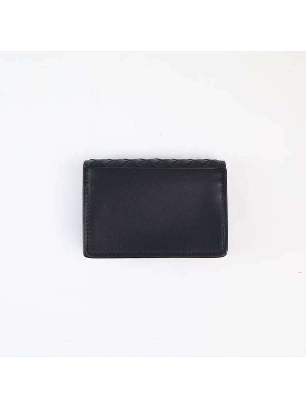 Bottega Veneta Intrecciato Flap Business Card Wallet Black