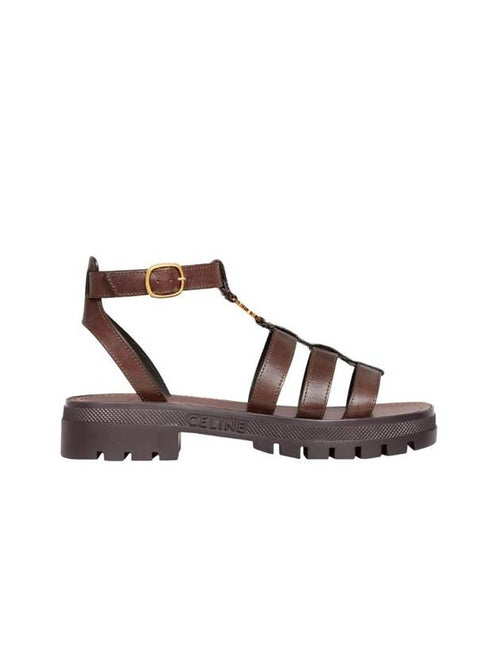 CELINE Clea Triomphe Gladiator Sandals Brown