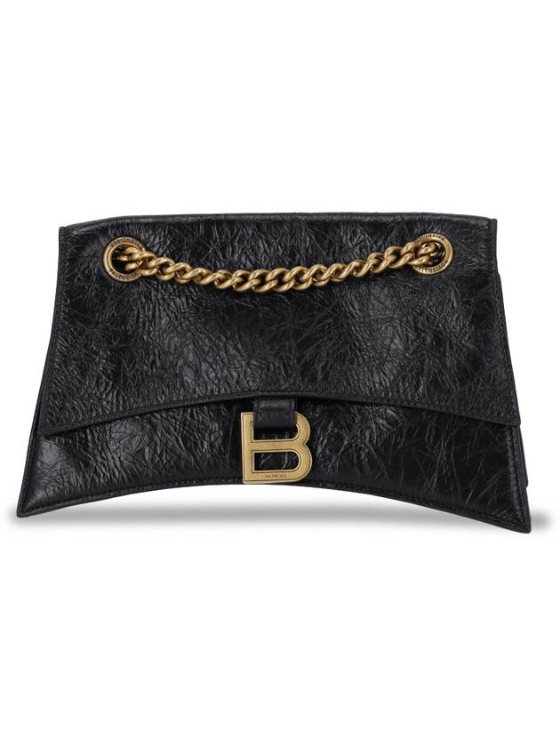 Balenciaga Crush Logo Gold Chain Small Shoulder Bag Black