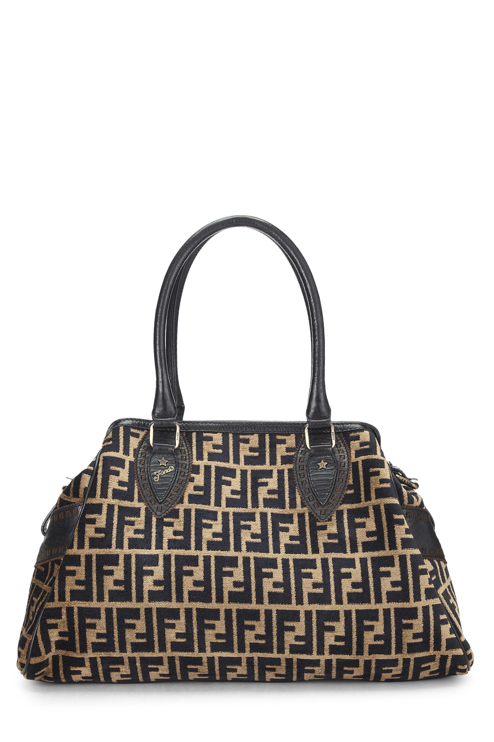 Fendi,  Black & Beige Zucca Velour Bag Du Jour Medium, Brown