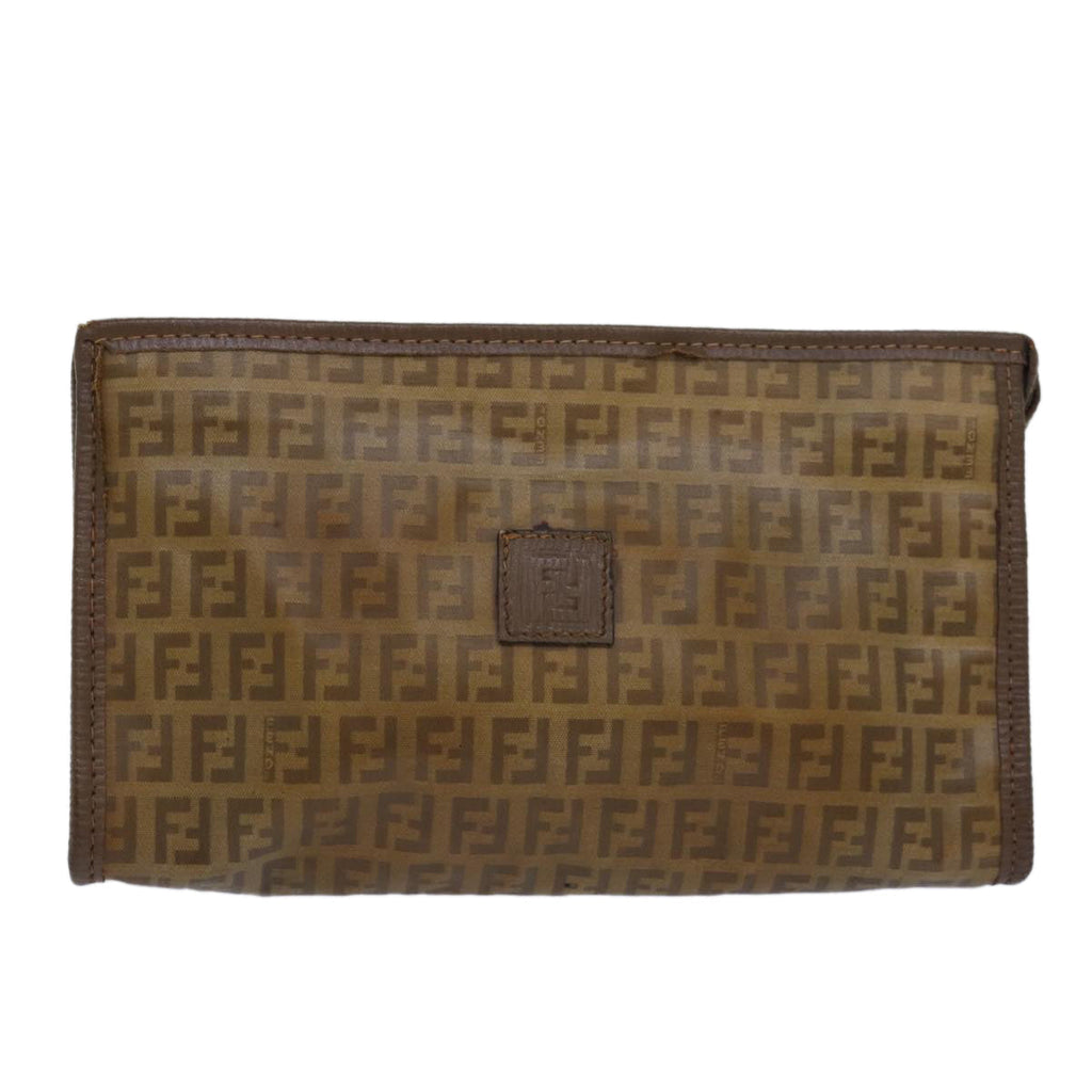 FENDI Zucchino Canvas Clutch Bag Beige81005