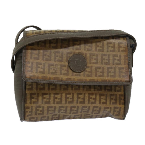FENDI Zucchino Canvas Shoulder Bag Beige81011