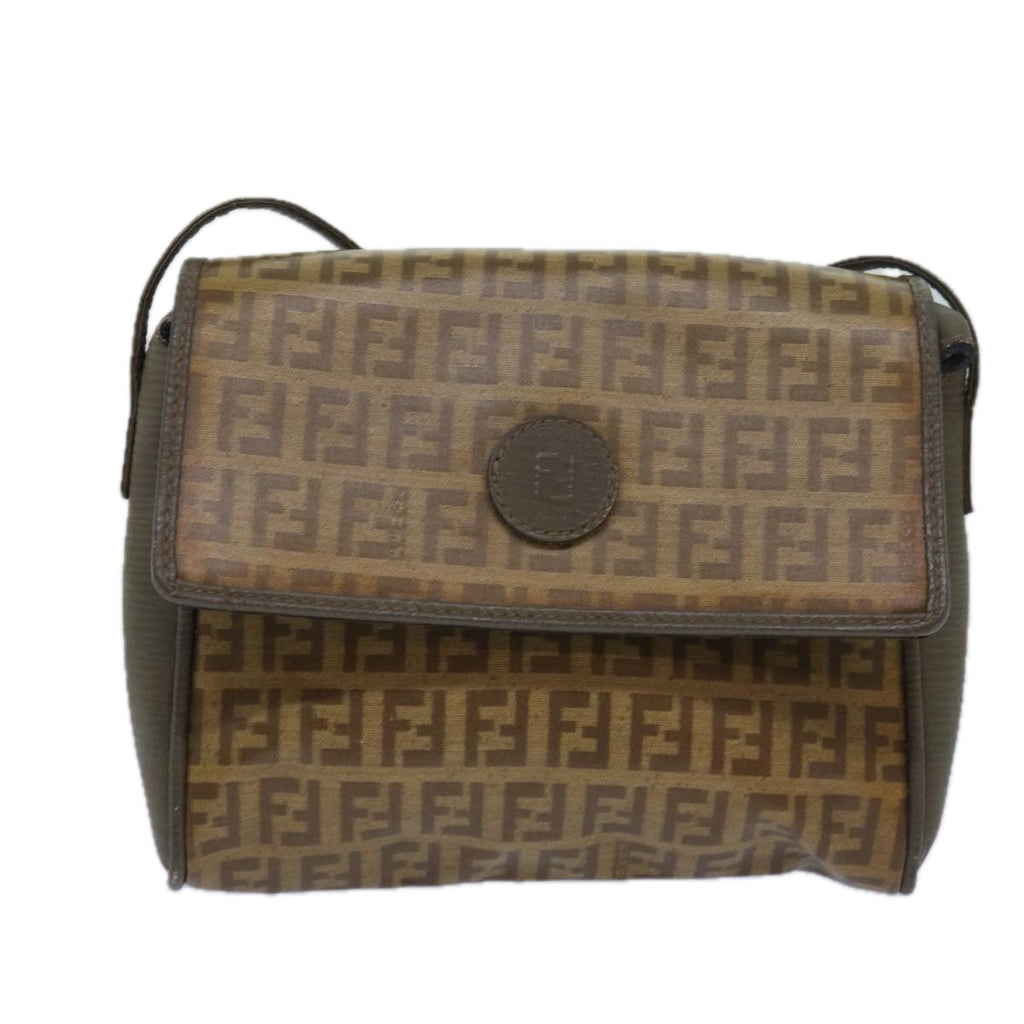 FENDI Zucchino Canvas Shoulder Bag Beige81011