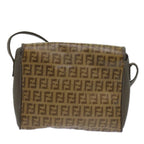 FENDI Zucchino Canvas Shoulder Bag Beige81011
