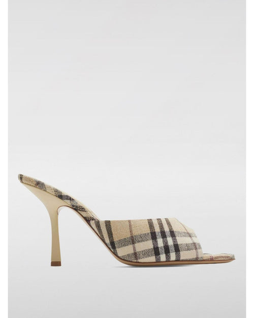 Burberry Check Print OpenToe Stilettos Women Nude Heels