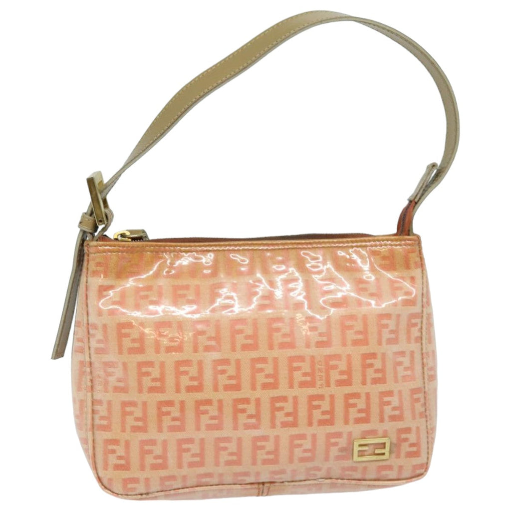 FENDI Zucchino Canvas Hand Bag Enamel Orange81071