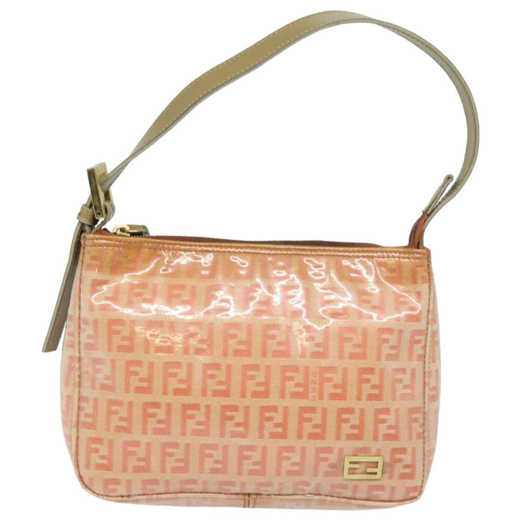 FENDI Zucchino Canvas Hand Bag Enamel Orange81071