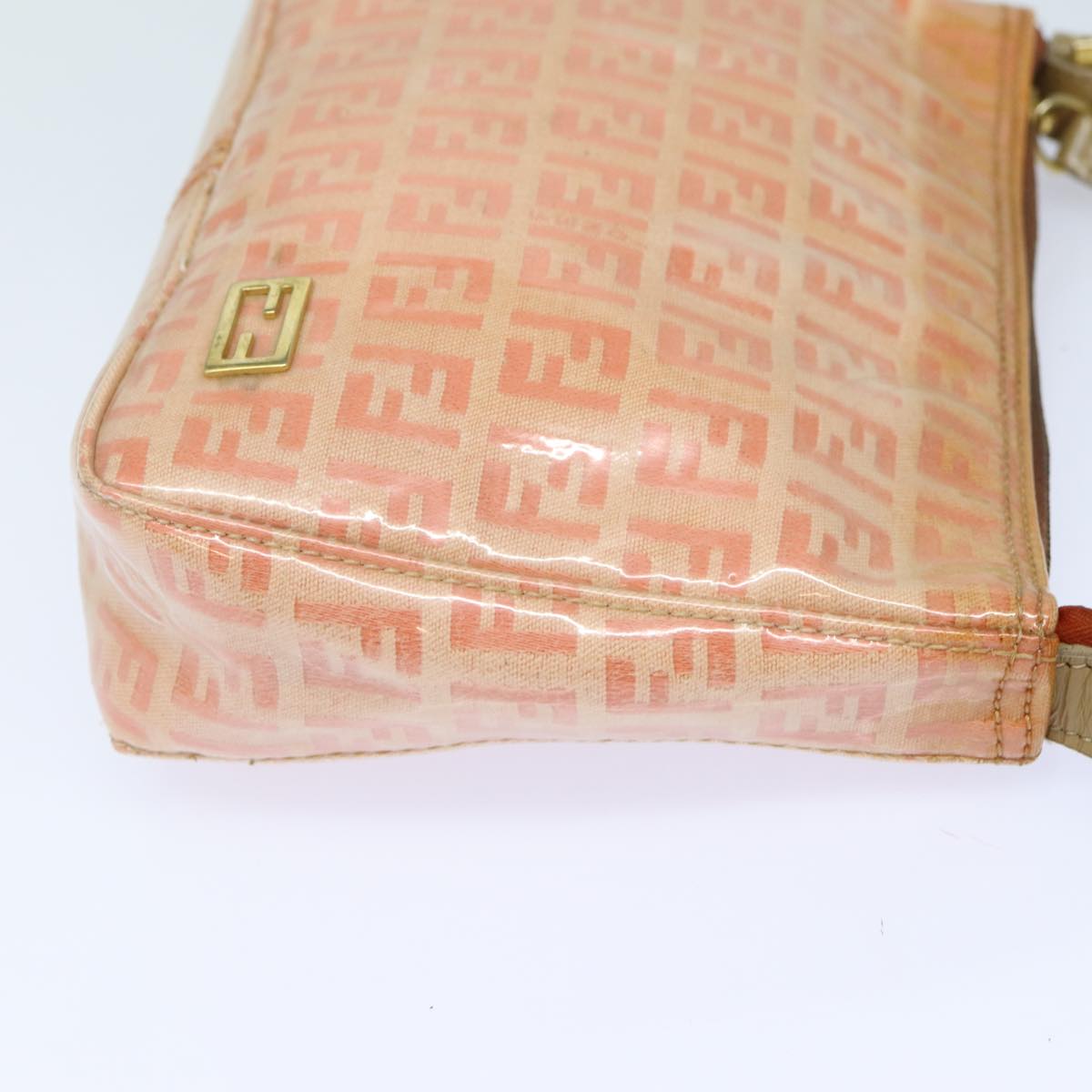 FENDI Zucchino Canvas Hand Bag Enamel Orange81071