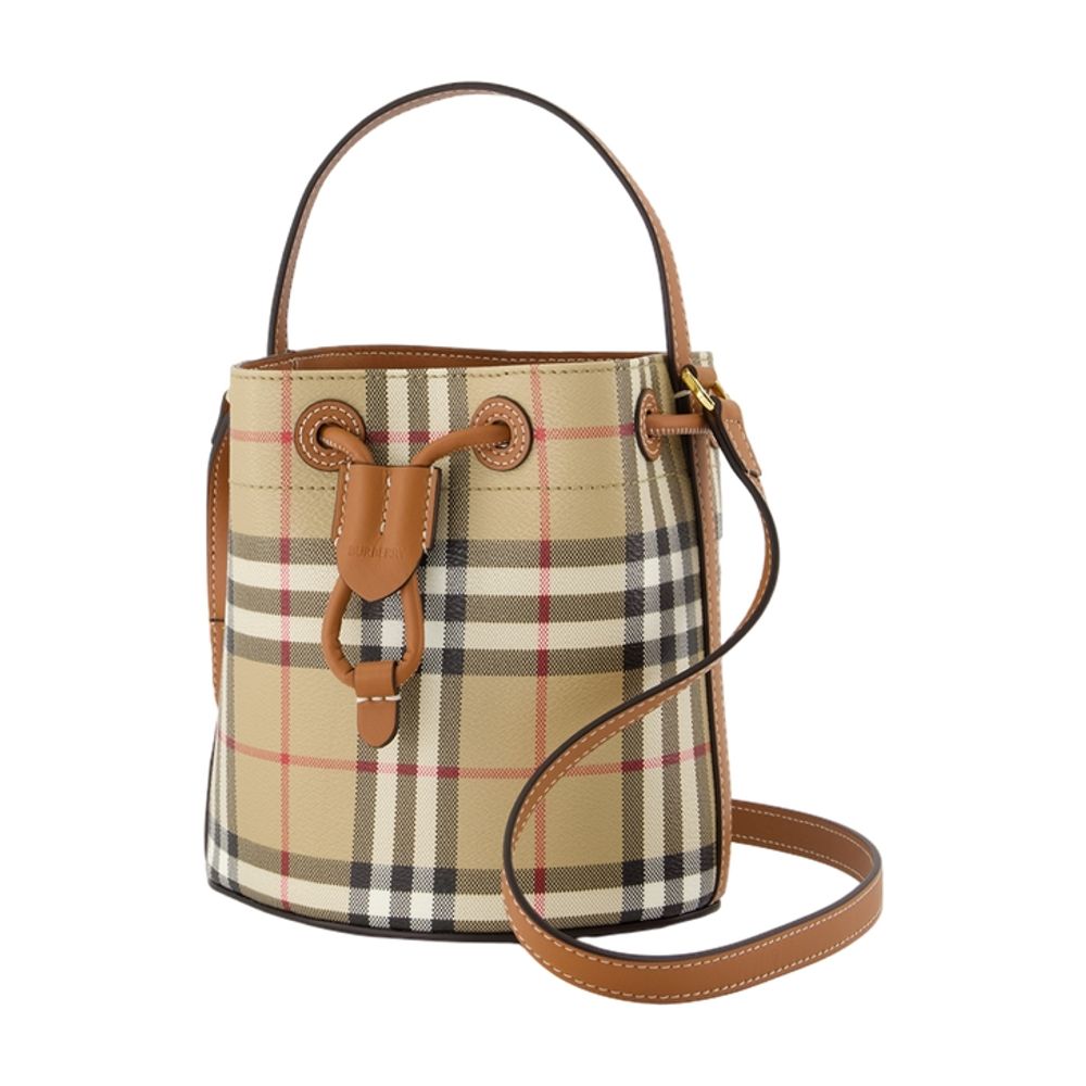 BURBERRY Mini Printed Canvas Bucket Handbag