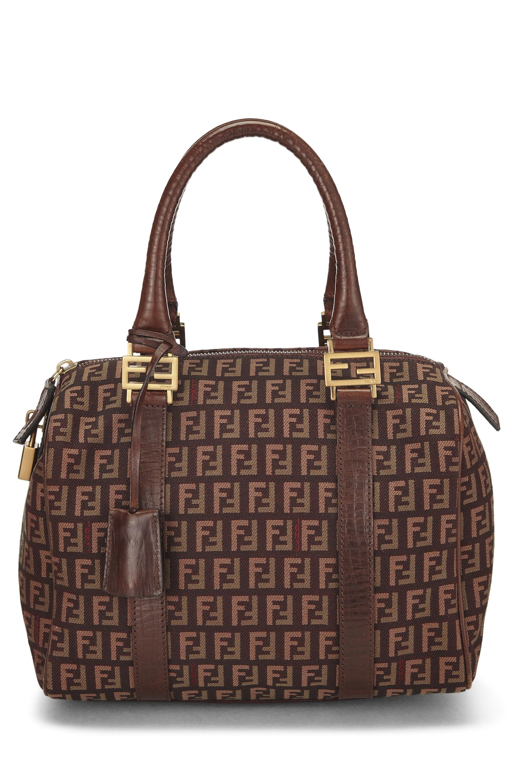 Fendi,  Brown Zucchino Boston Bag Mini, Brown