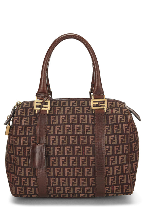 Fendi,  Brown Zucchino Boston Bag Mini, Brown