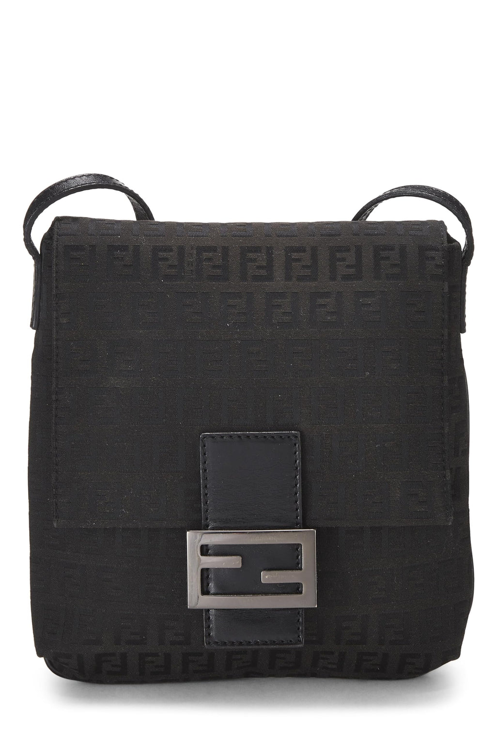 Fendi,  Black Zucchino Canvas Tube Messenger Small, Black