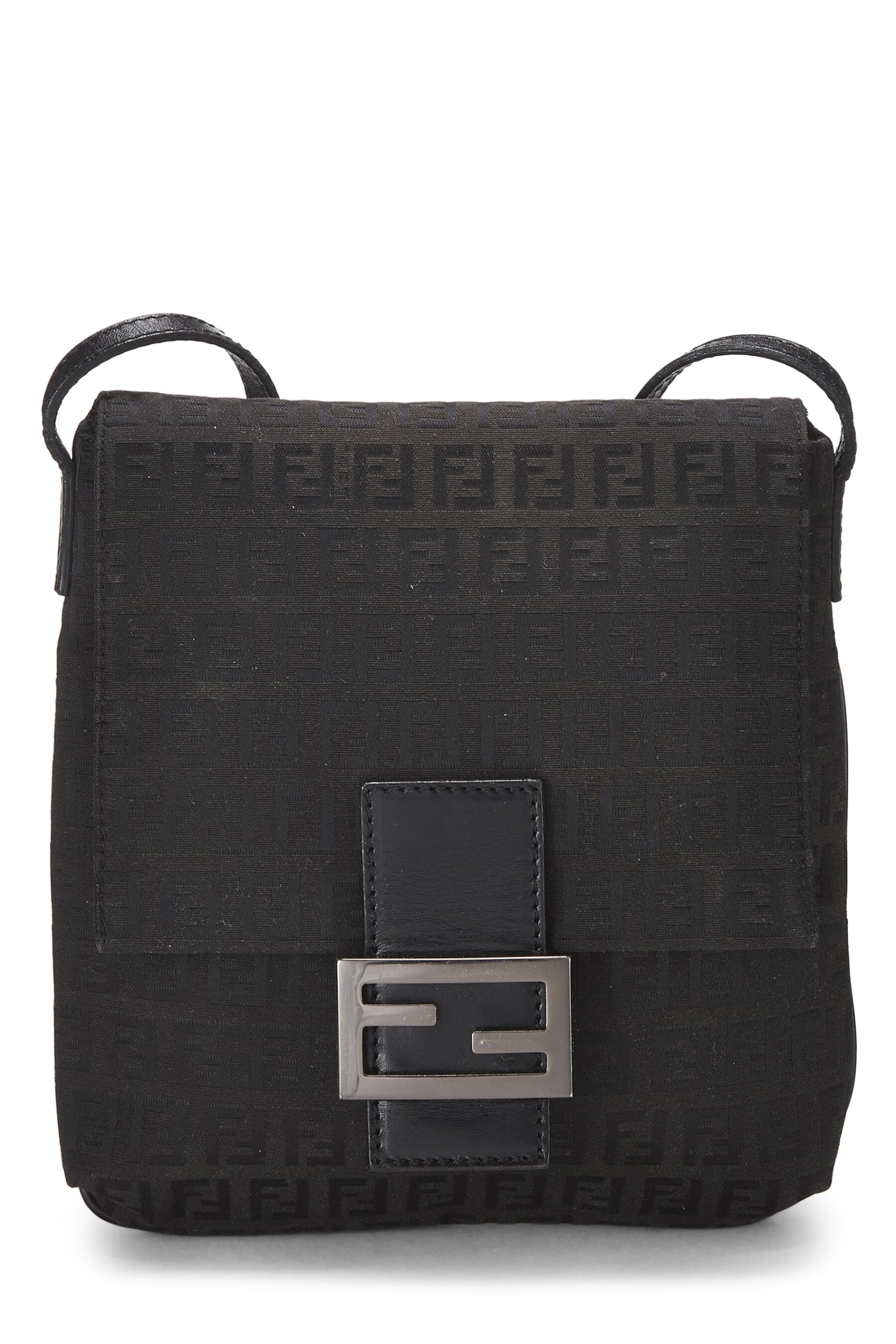 Fendi,  Black Zucchino Canvas Tube Messenger Small, Black