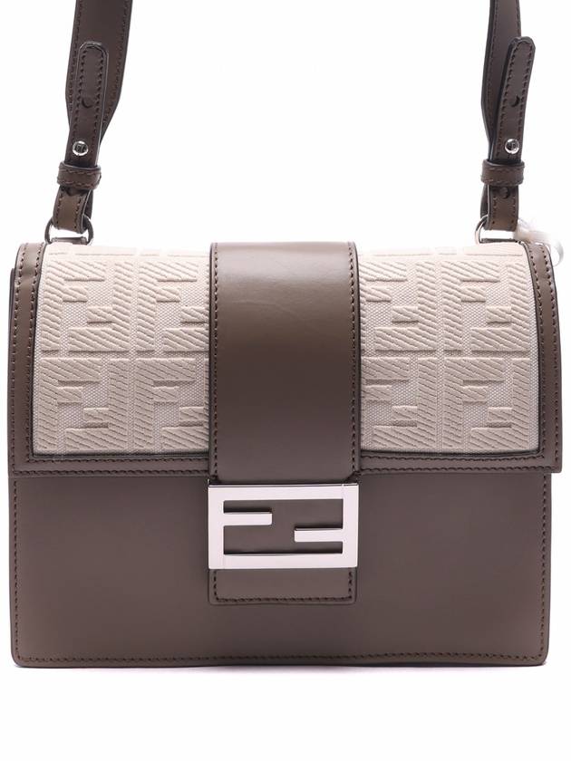 Fendi FF Flat Baguette Leather Cross Bag Grey