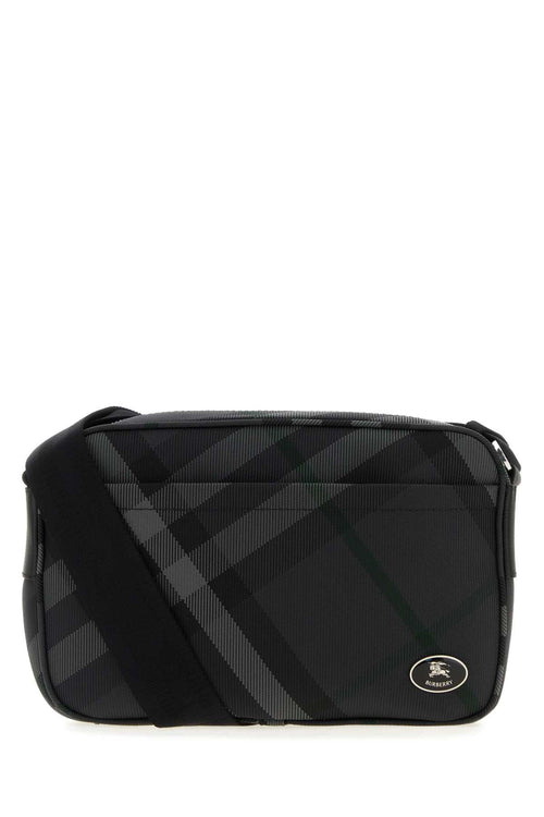 BURBERRY Embroidered Canvas Grid Slim Crossbody Handbag