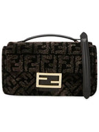 Fendi Baguette Chain Midi Shoulder Bag Dark Brown