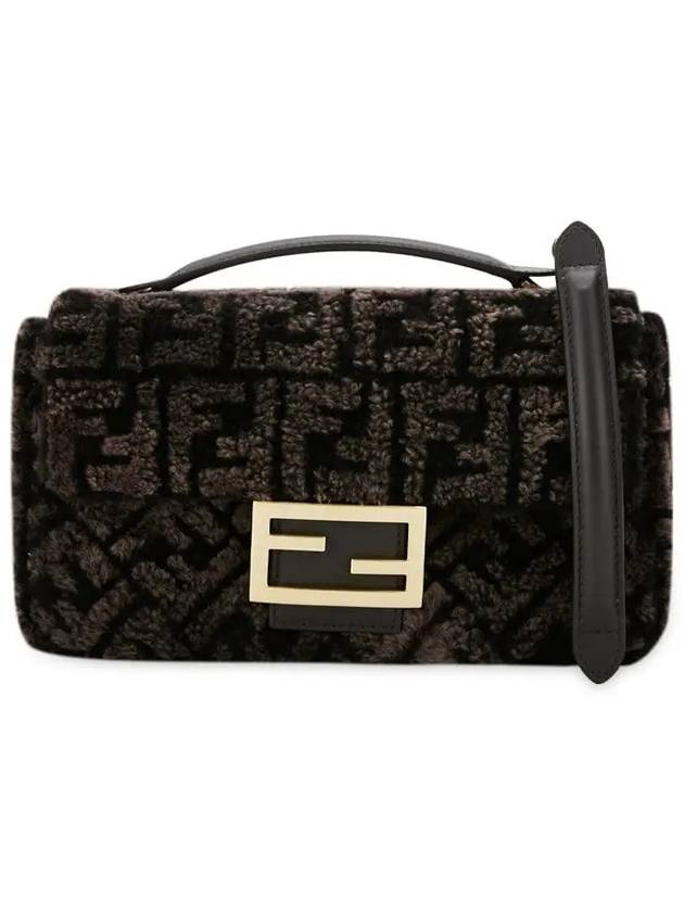 Fendi Baguette Chain Midi Shoulder Bag Dark Brown