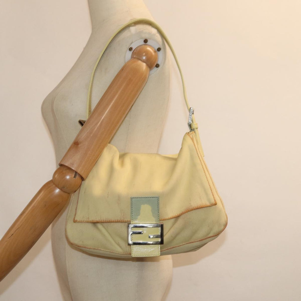 FENDI Mamma Baguette Shoulder Bag Nylon Yellow81189