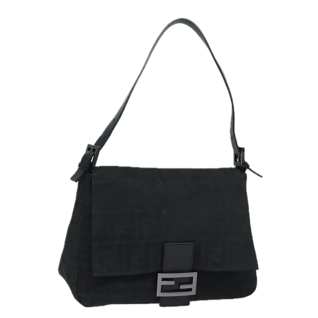 FENDI Zucca Canvas Mamma Baguette Shoulder Bag Black81190