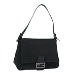 FENDI Zucca Canvas Mamma Baguette Shoulder Bag Black81190
