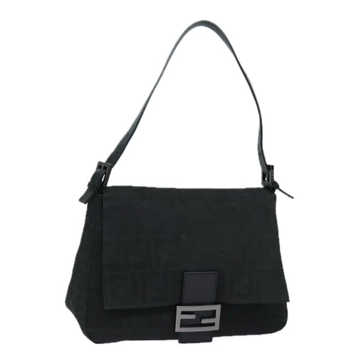 FENDI Zucca Canvas Mamma Baguette Shoulder Bag Black81190
