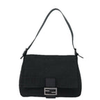 FENDI Zucca Canvas Mamma Baguette Shoulder Bag Black81190