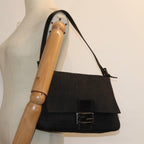 FENDI Zucca Canvas Mamma Baguette Shoulder Bag Black81190