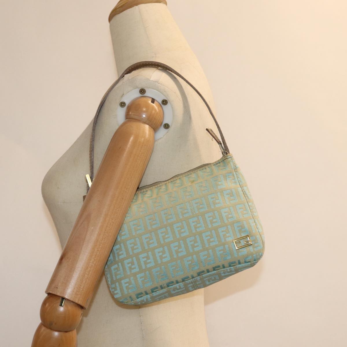 FENDI Zucchino Canvas Hand Bag Light Blue81191