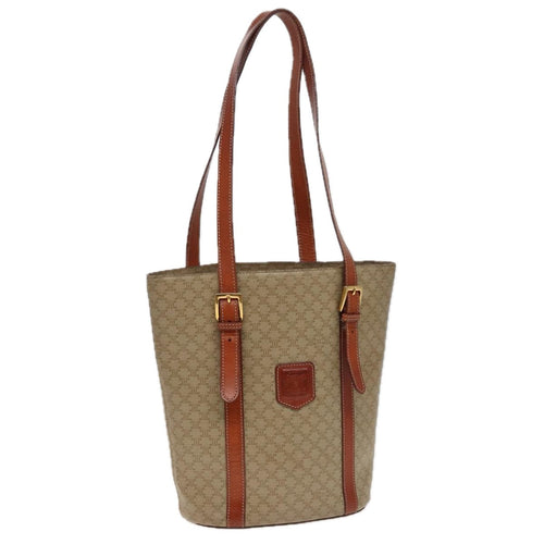 CELINE Macadam Canvas Shoulder Bag Beige  81194