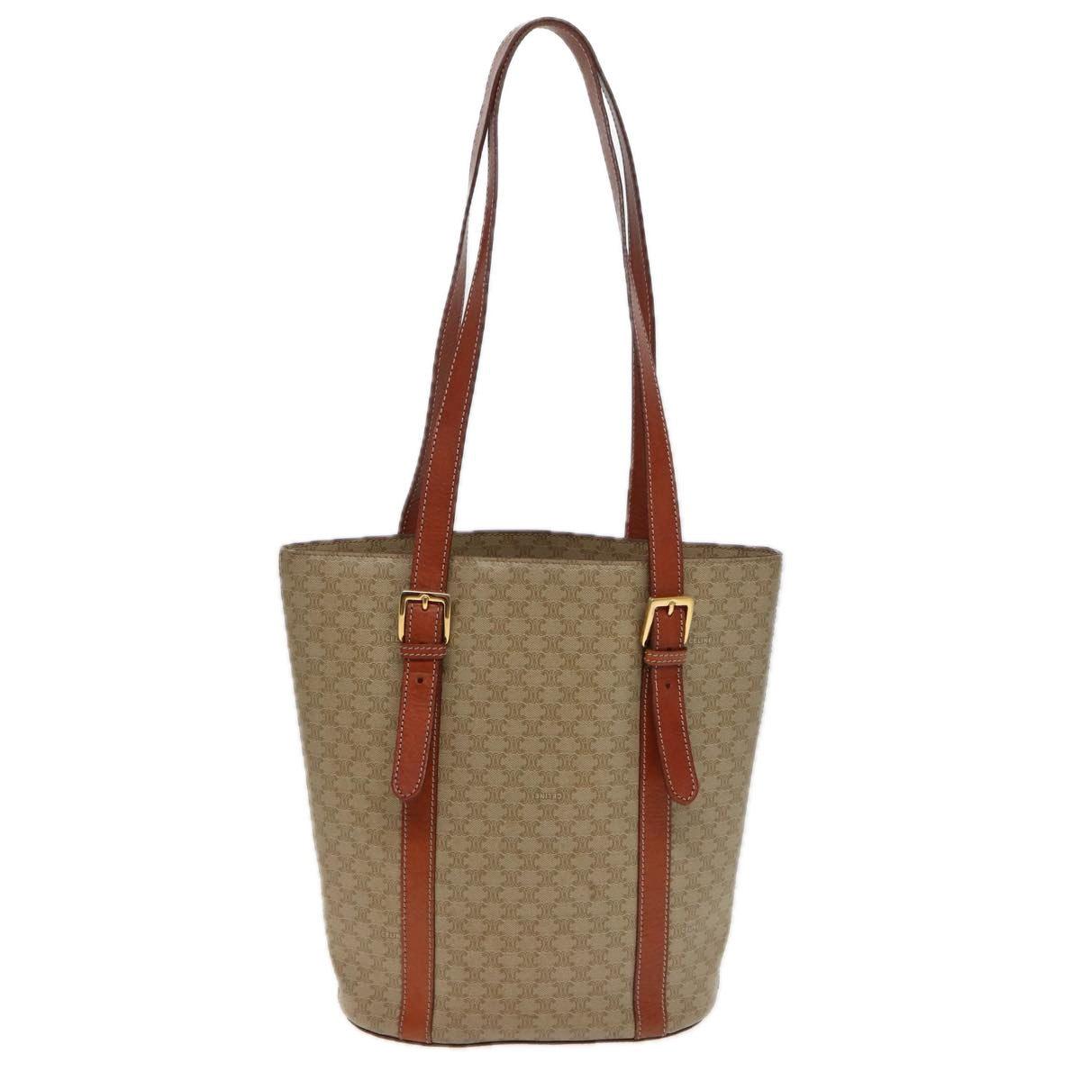 CELINE Macadam Canvas Shoulder Bag Beige  81194