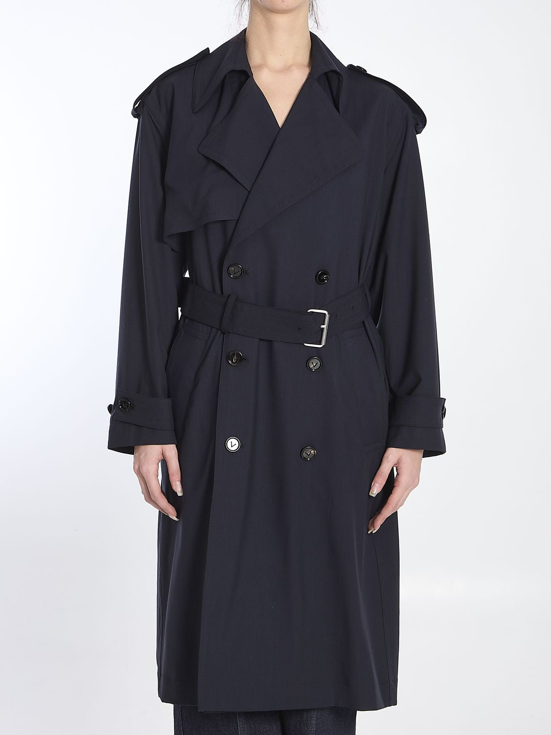 BOTTEGA VENETA Wool Belted Trench Jacket for Women