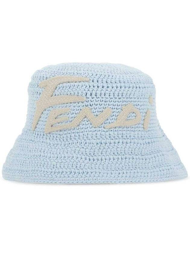 Fendi Embroidered Logo Bucket Hat Light Blue