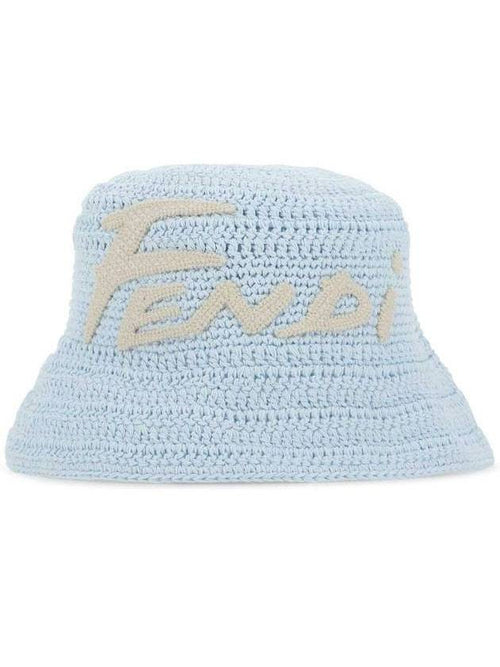 Fendi Embroidered Logo Bucket Hat Light Blue