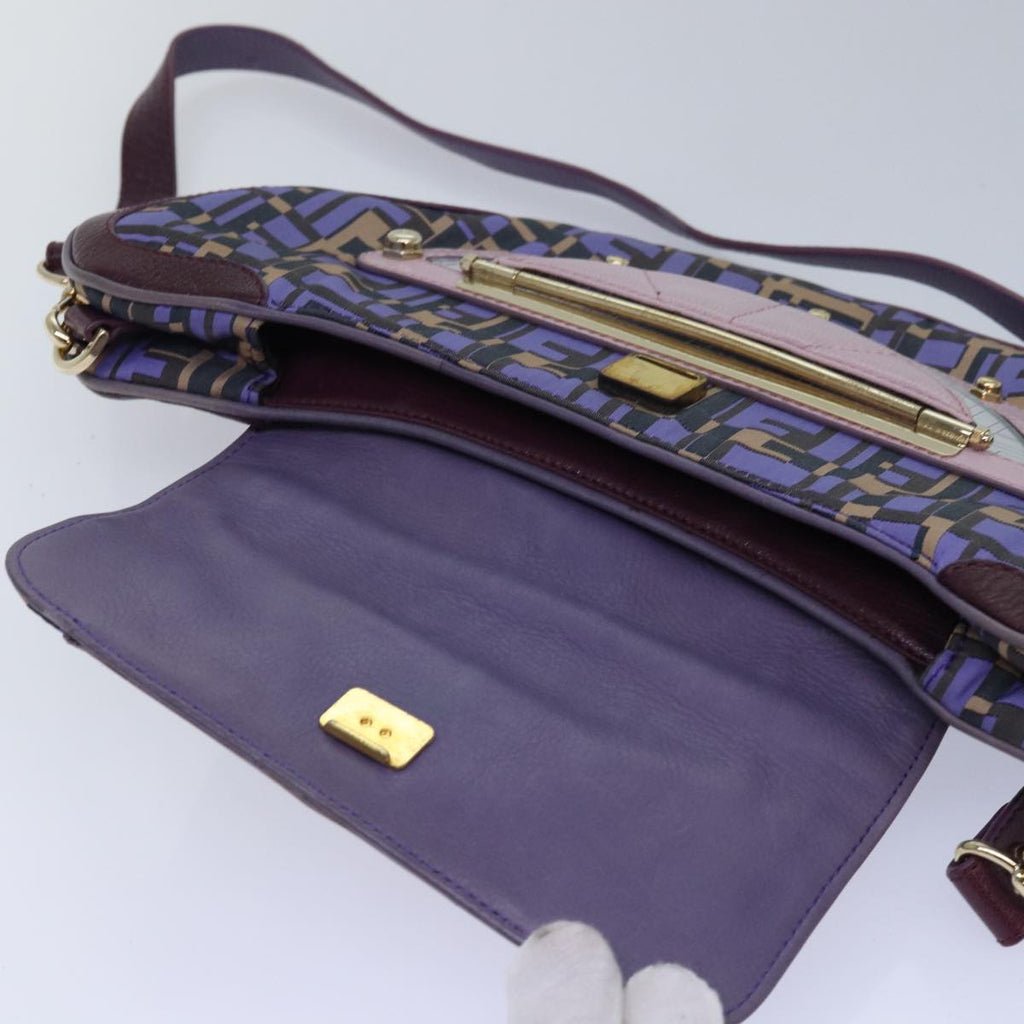 FENDI Zucca Canvas Shoulder Bag Purple81351