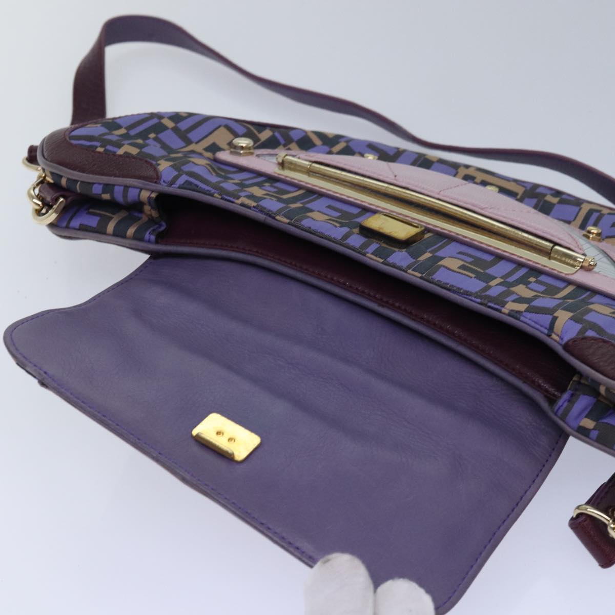 FENDI Zucca Canvas Shoulder Bag Purple81351