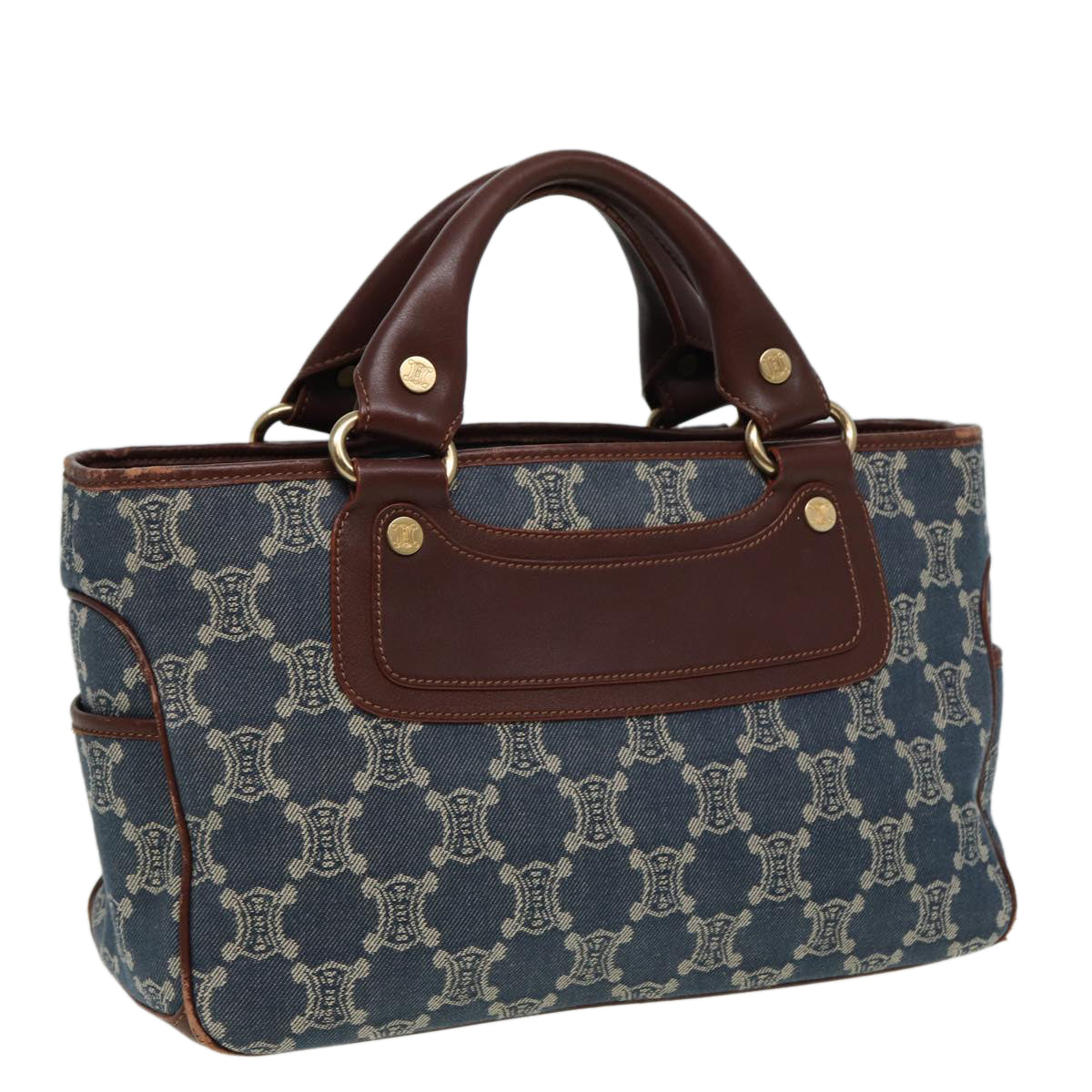 CELINE Macadam Canvas Hand Bag Blue  81368