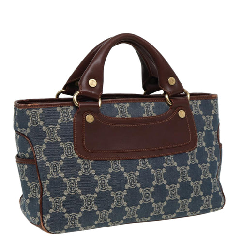 CELINE Macadam Canvas Hand Bag Blue  81368