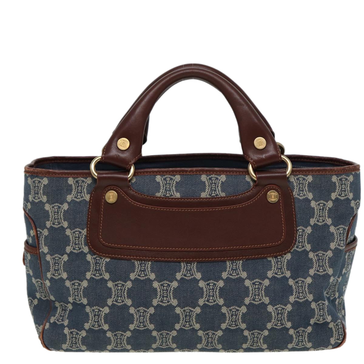 CELINE Macadam Canvas Hand Bag Blue  81368