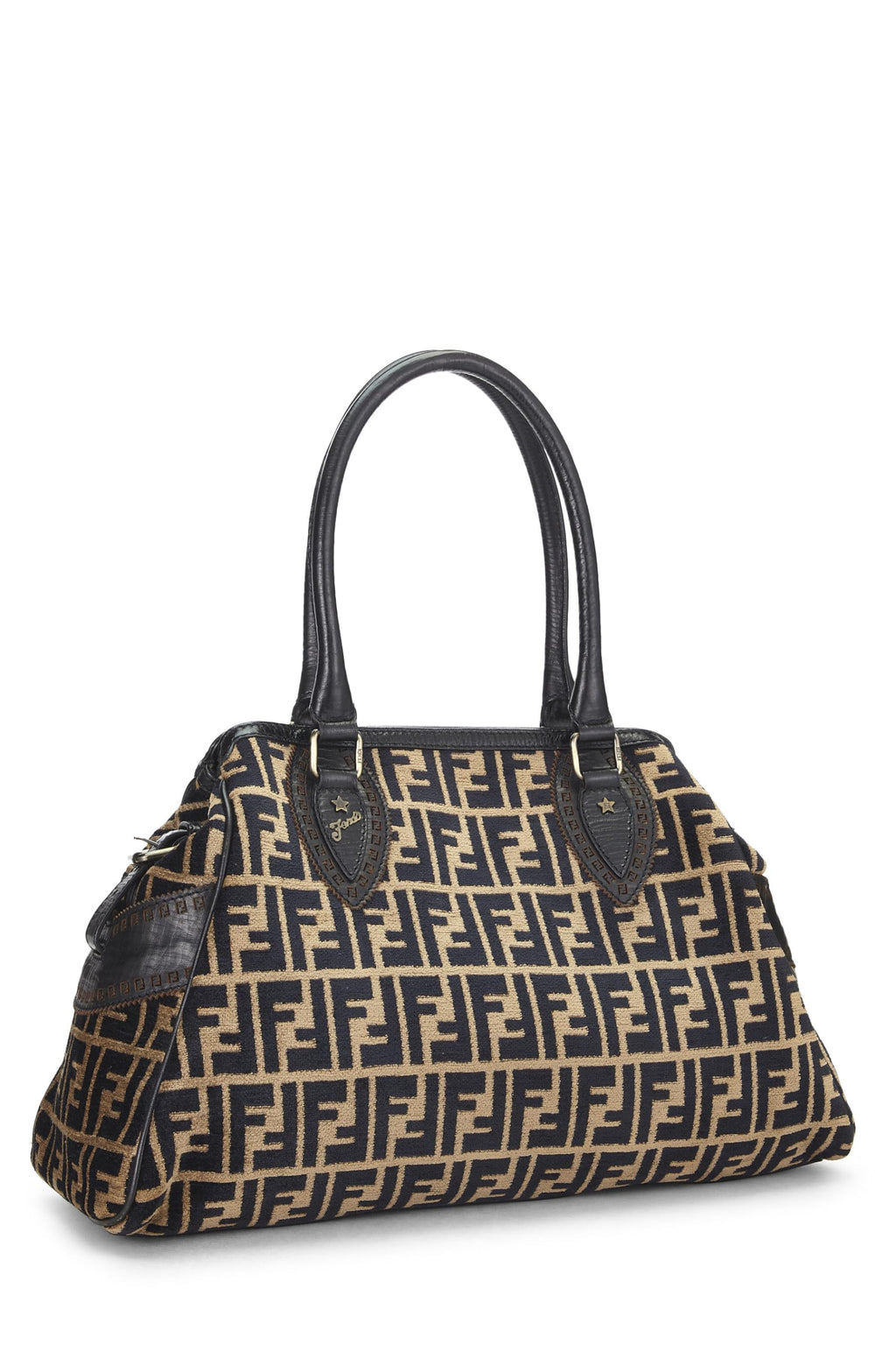 Fendi,  Black & Beige Zucca Velour Bag Du Jour Medium, Brown