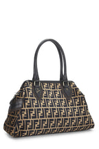 Fendi,  Black & Beige Zucca Velour Bag Du Jour Medium, Brown
