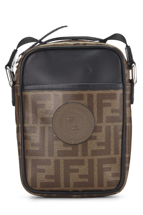 Fendi,  Black & Brown Zucca Coated Canvas Crossbody Bag, Black