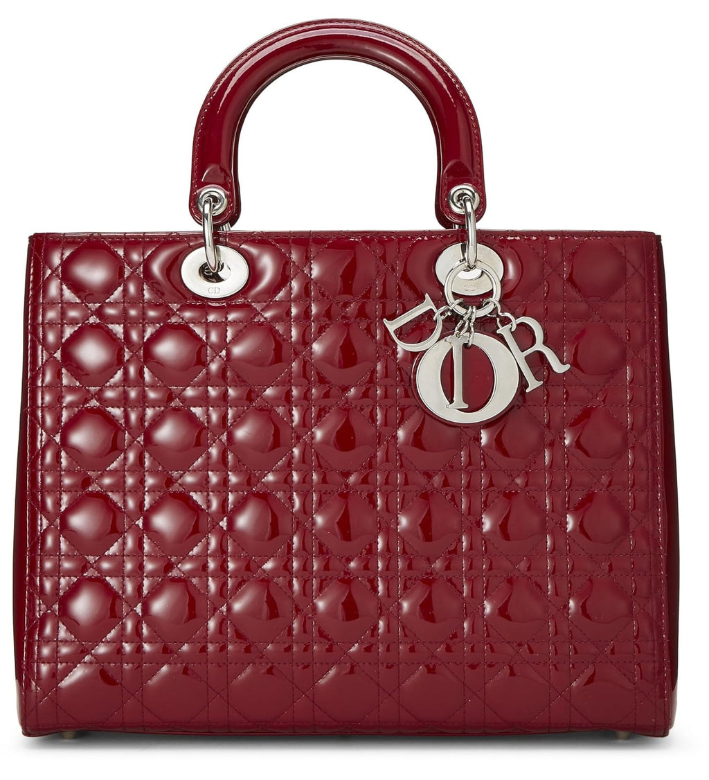 Dior,  Red Cannage Patent Leather Lady Dior Large, Red