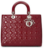 Dior,  Red Cannage Patent Leather Lady Dior Large, Red