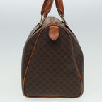 CELINE Macadam Canvas Boston Bag PVC Leather Brown Auth 81440