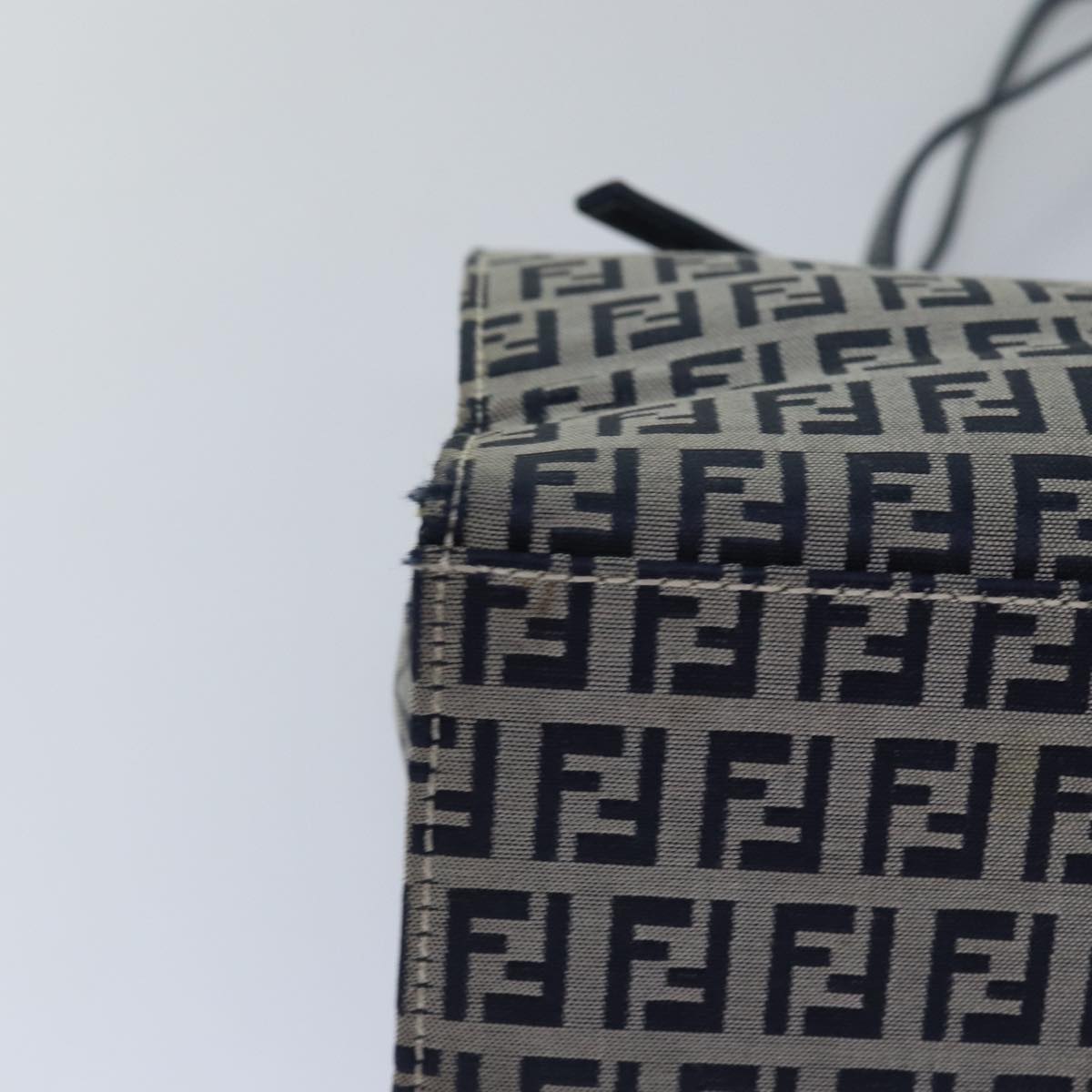FENDI Zucchino Canvas Mamma Baguette Hand Bag Navy81442