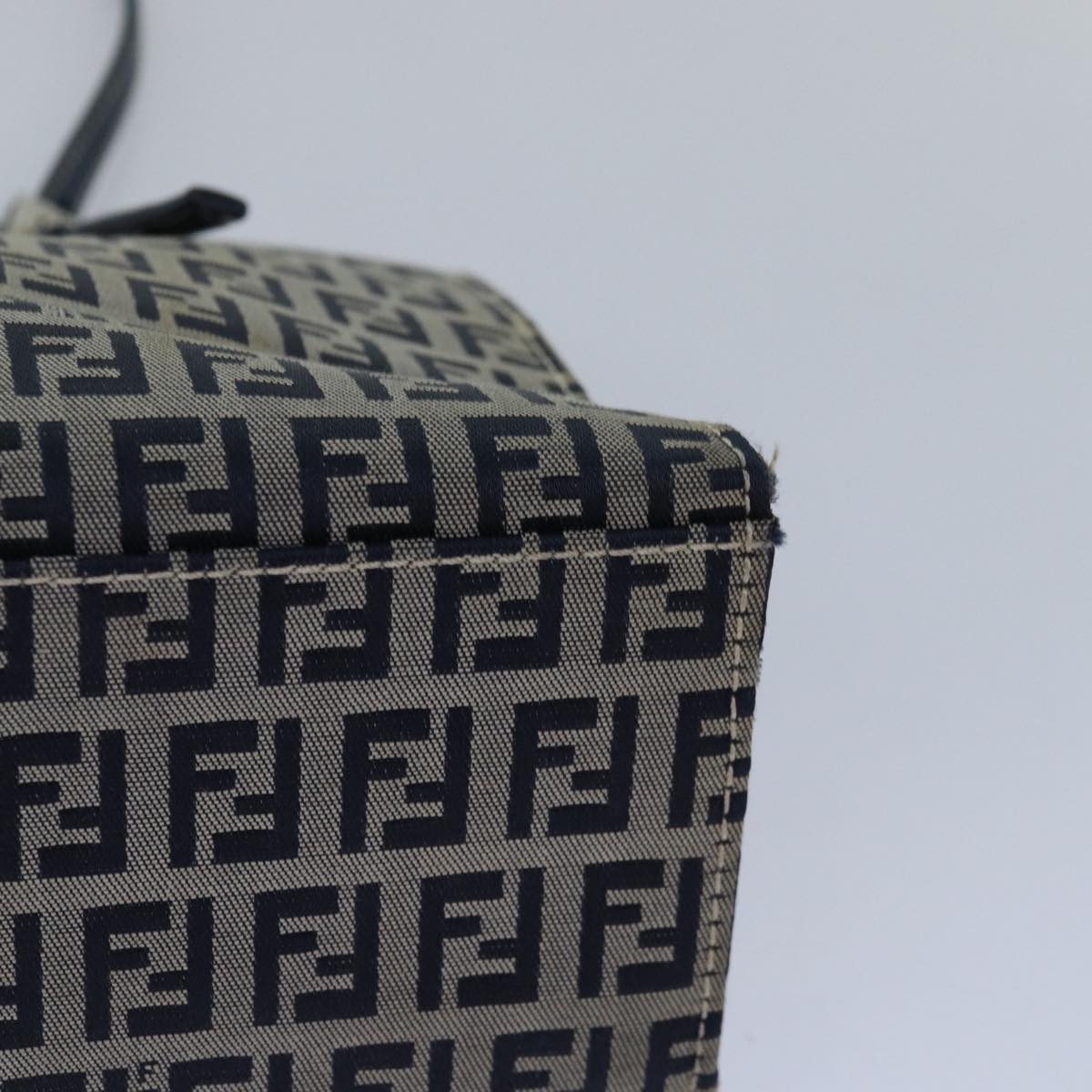 FENDI Zucchino Canvas Mamma Baguette Hand Bag Navy81442
