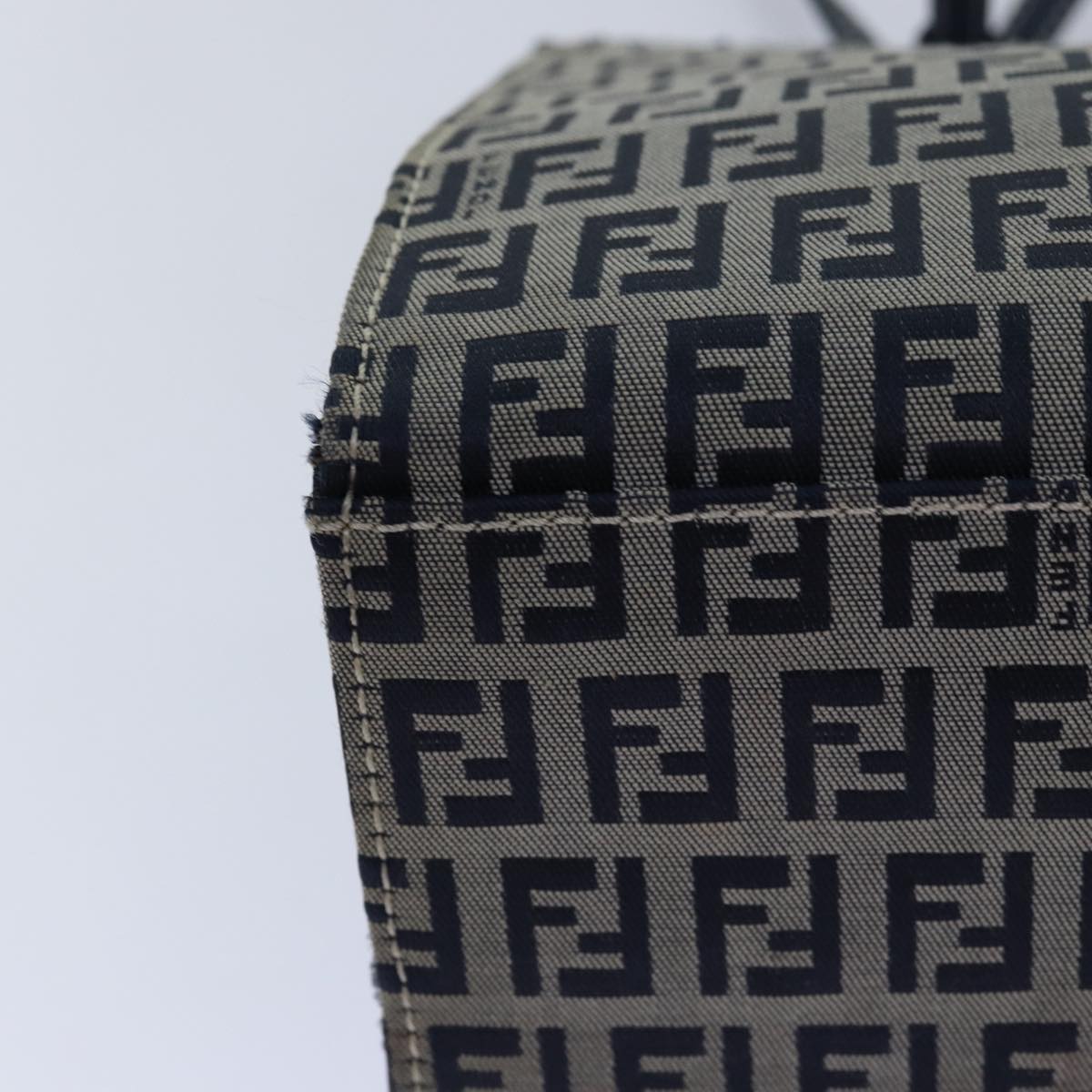FENDI Zucchino Canvas Mamma Baguette Hand Bag Navy81442