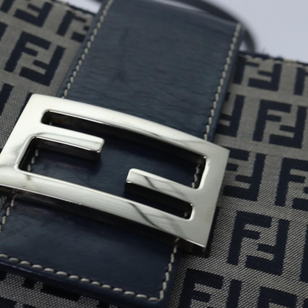 FENDI Zucchino Canvas Mamma Baguette Hand Bag Navy81442