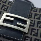 FENDI Zucchino Canvas Mamma Baguette Hand Bag Navy81442